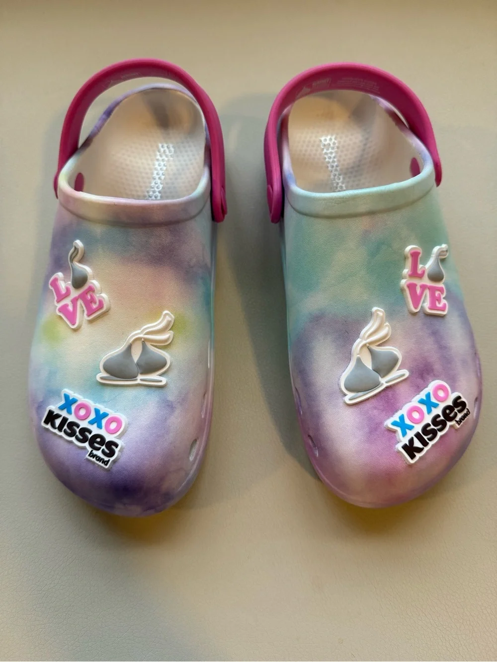 Tie-Dye Kids Slip-On Clog with Pink Heel Strap - XOXO Kisses